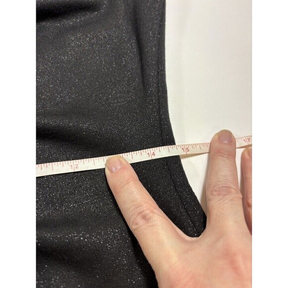 David Meister Sheath Dress Black Metallic Shimmer 6 Midi Lined Cap Sleeve - Picture 4 of 10